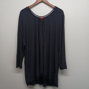 Ellen Tracy Tunic Top Women Plus Size 3X Black White Dots Stretch Relaxed Casual